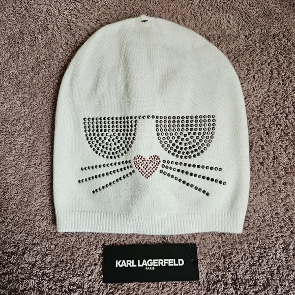 Karl Lagerfeld Accessories - NWT Karl Lagerfeld Cat Design Beanie